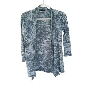 Realitee Black & Gray Burn Out Knit Open Front Cardigan  Sz Small